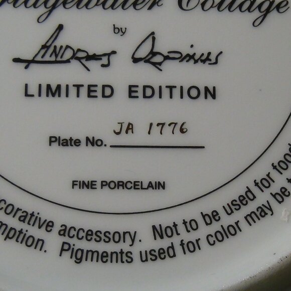 Franklin Mint “Bridgewater Cottage” L.E. Porcelain 8" Plate By Andres Orpinas - Picture 10 of 11